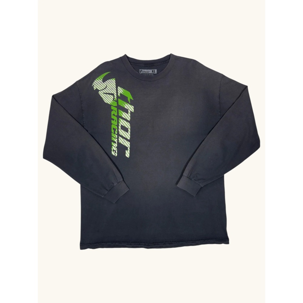 Thor Racing Long Sleeve T-Shirt Mens XL Black Green Motocross Graphic USA Made